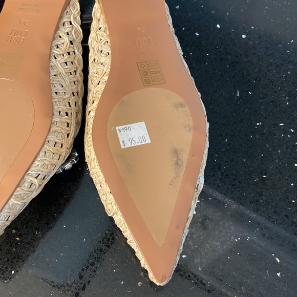 *BiBi Lou Pointy Toe Woven Rope Rosettes Mule Slip On + Rhinestone Bows - Picture 14 of 15